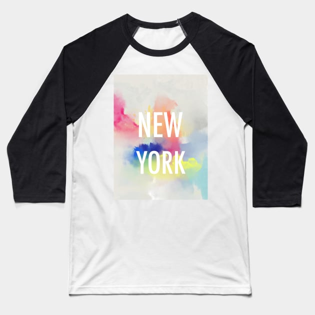 New York watercolour minimal Baseball T-Shirt by Woohoo